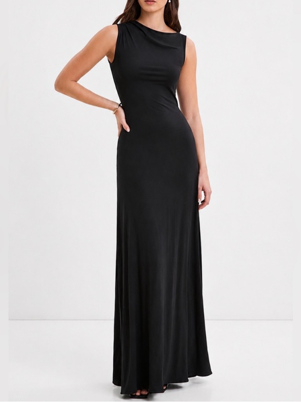 Marcella NYC Laurel Dress Gown Asymmetrical European Stretch Jersey XS - Picture 2 of 15